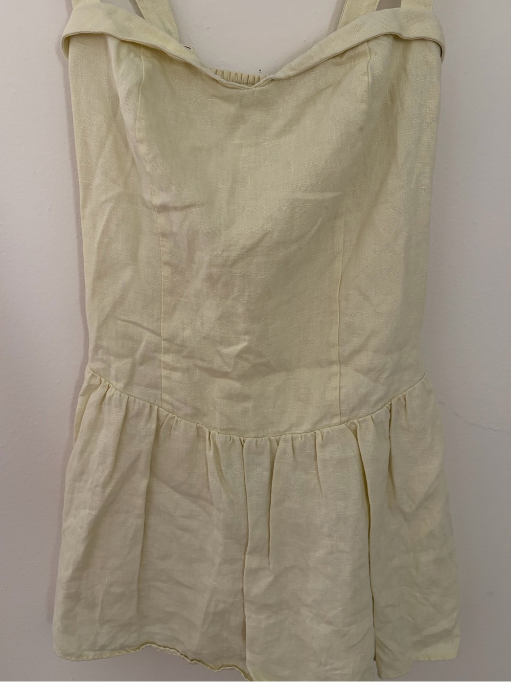 The A&F Collection Yellow Linen Blend Square Neck Smocked Romper - Picture 3 of 7